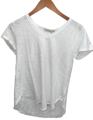 
            
                Load image into Gallery viewer, Curved Hem V-Neck Tee - White
            
        