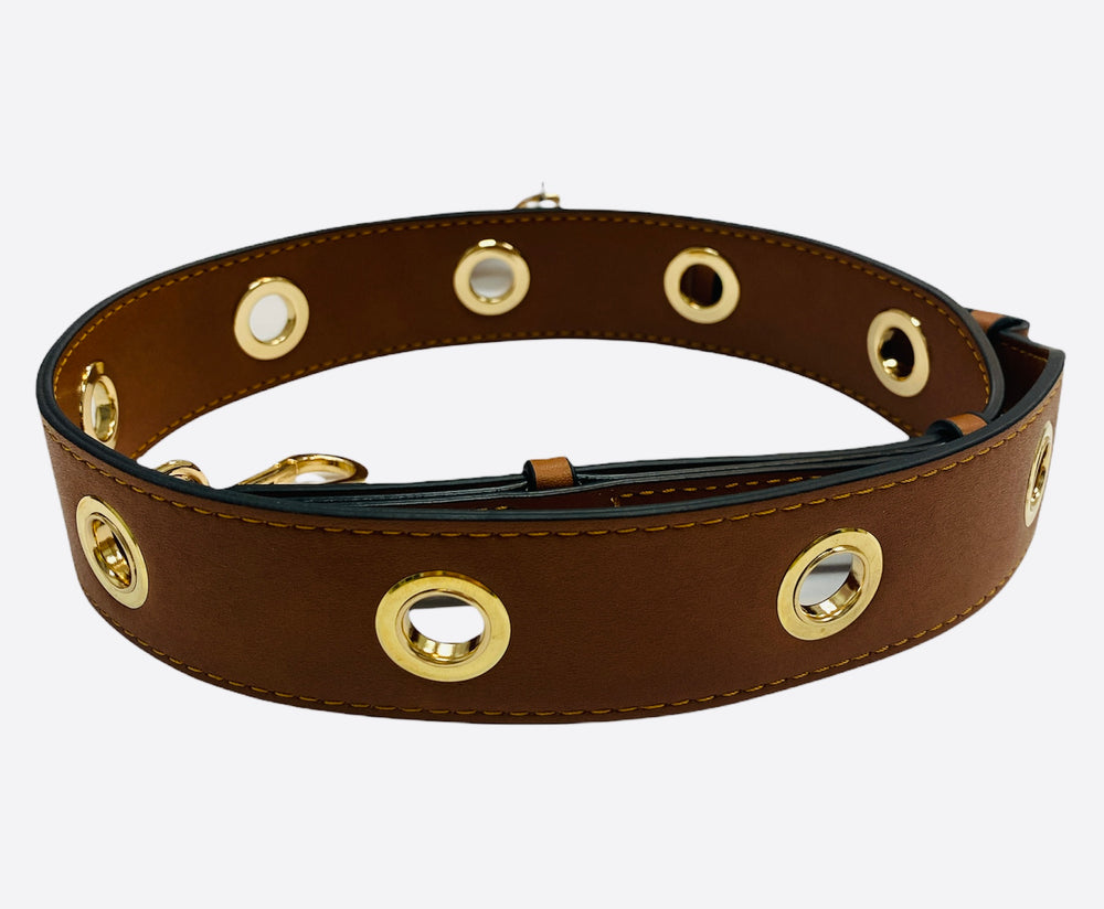 
            
                Load image into Gallery viewer, Rosie Gold Purse Strap - Saddle
            
        